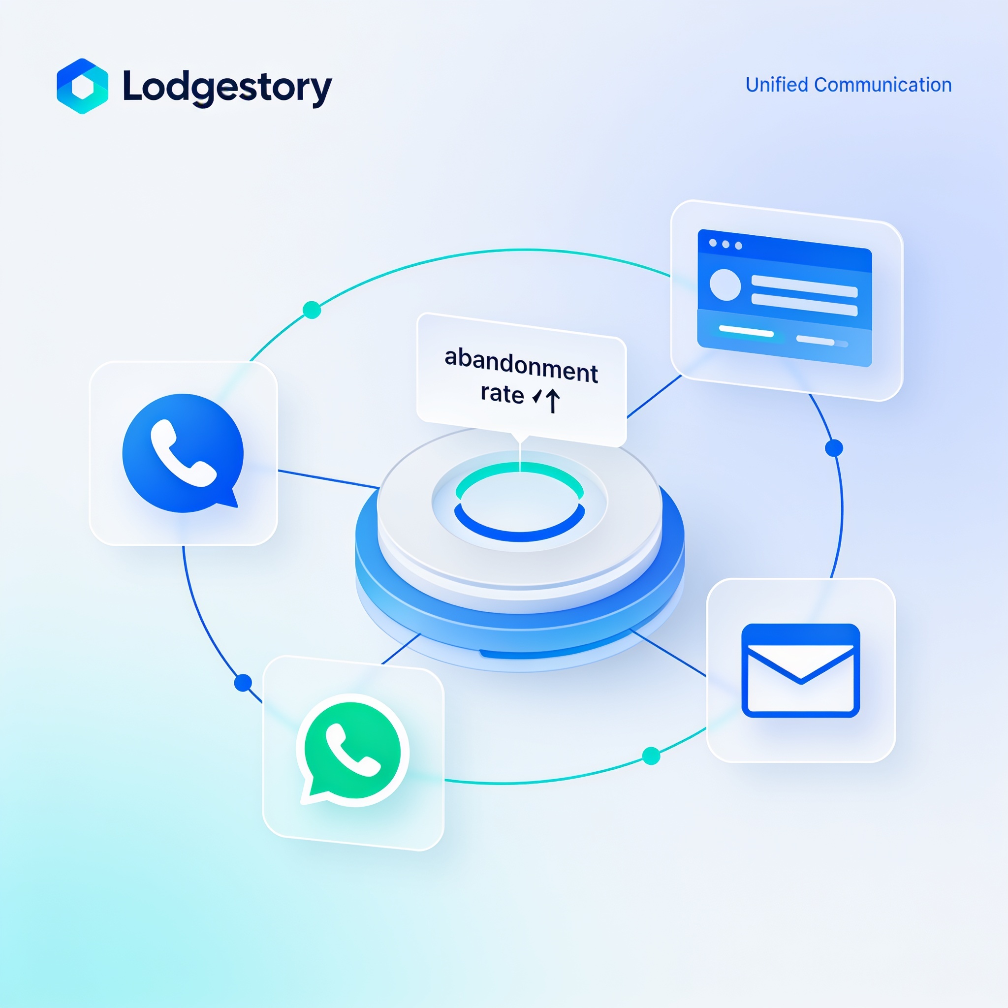 Omnichannel customer experience dashboard visual with connected communication icons and data trends