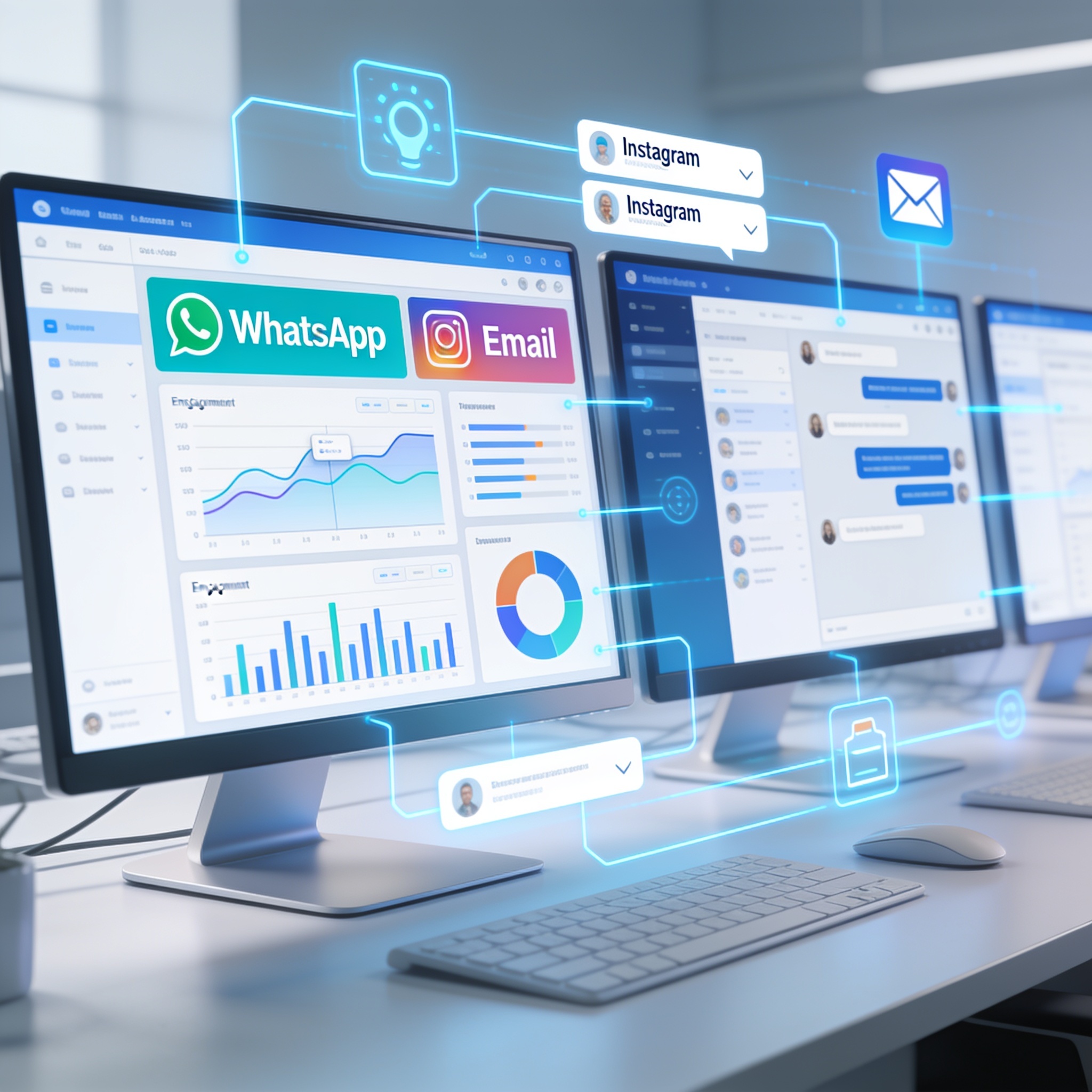 Feature image showing an omnichannel social media engagement dashboard unifying multiple platforms for a business marketing team.